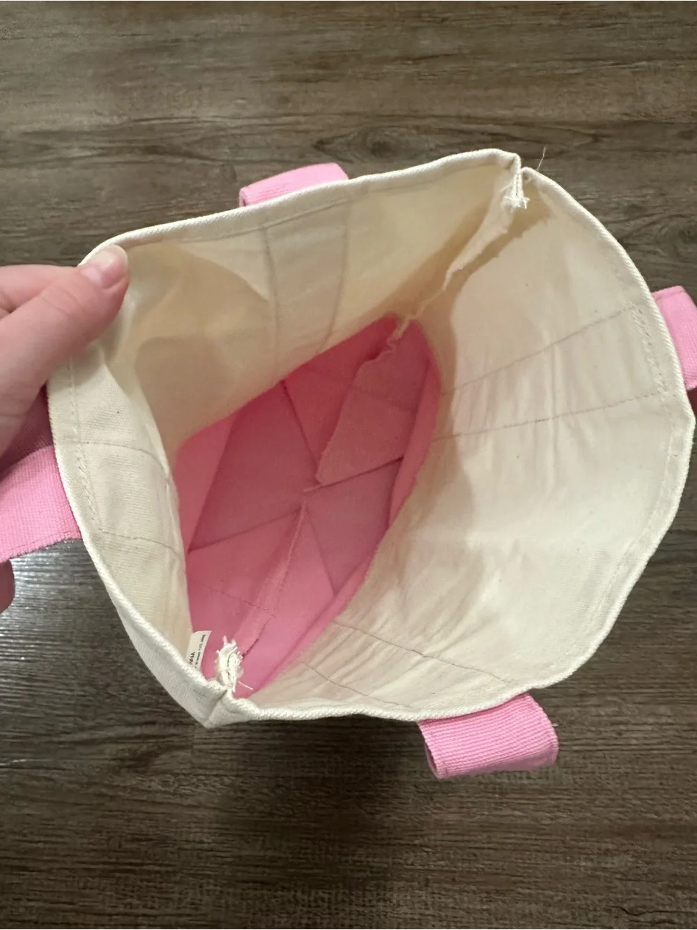 Trader Joe's Pink & Cream Canvas Tote Bag